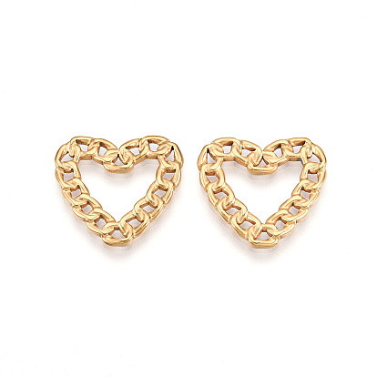 304 Кольца для соединения цепочек в форме сердца из нержавеющей стали, ионное покрытие (ip)