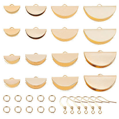 66 Pcs DIY Ribbon Style Earring Making Kits, Including Brass Ribbon Crimp Ends & Earring Hooks & Jump Rings