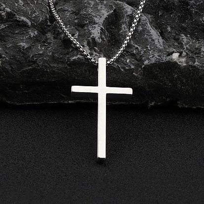 201 Stainless Steel Chain, Zinc Alloy Pendant Necklaces, Cross