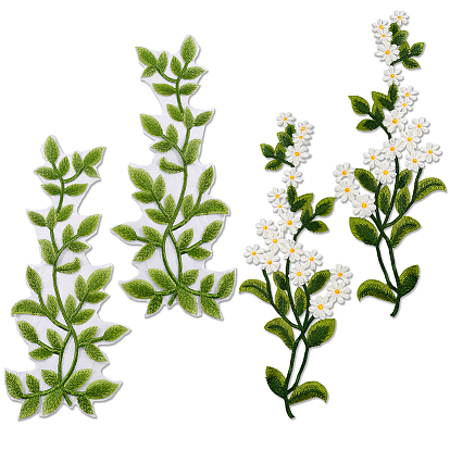 Лоскуты ткани с цветами/листьями, аппликации из полиэстера, швейные украшения