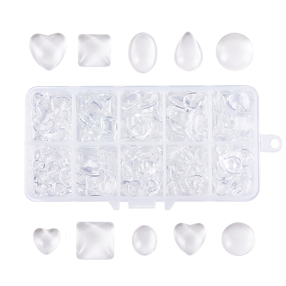 Transparent Glass Cabochons, Mixed Shapes