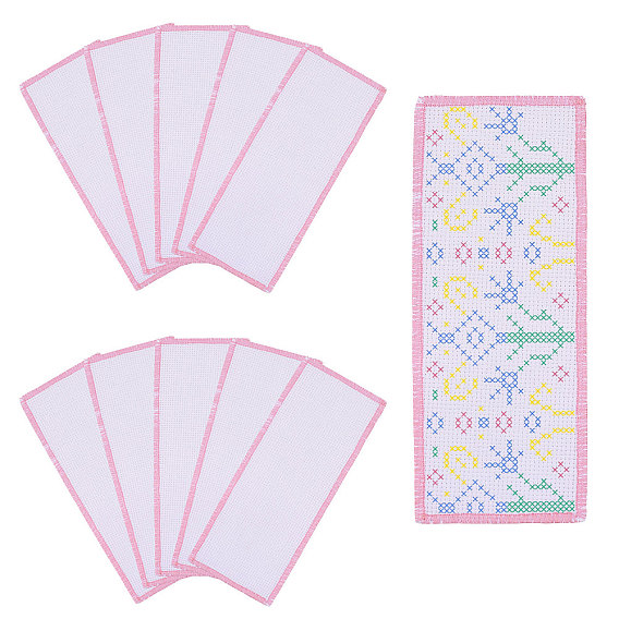 Marque-pages vierges en coton, pour la réalisation de points de croix, rectangle