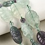 Colliers de perles sculptées en fluorite arc-en-ciel naturelle, Ovale Plat