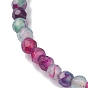 Faceted Natural Agate Bead Stretch Bracelet, Dyed & Heated