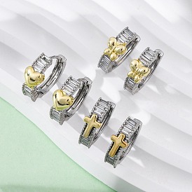 Латунные серьги-кольца из прозрачного кубического циркония, долговечный, без свинца и без кадмия, реальный 18 k позолоченный