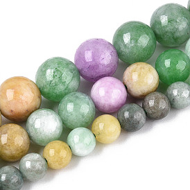 Нити бусин из окрашенного натурального кварца, круглые