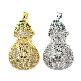 Подвески из латуни с микропаве, прозрачными и зелеными кубическими циркониями, подвески на денежные мешки