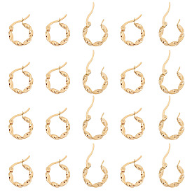 20Pairs 201 Stainless Steel Hoop Earrings, with 304 Stainless Steel Pins, Twisted Ring Shape