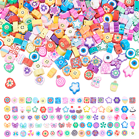 400Pcs 8 Styles Handmade Polymer Clay Beads, Mixed Shapes