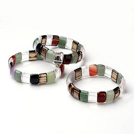 Gemstone Beads Stretch Bracelets, Rectangle