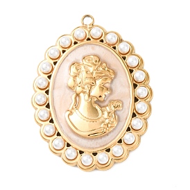 304 нержавеющей стальной эмали подвески, овал с женскими прелестями, с ABS имитации жемчуга