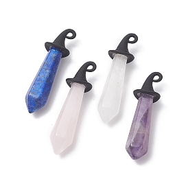 Natural Mixed Gemstone Pendants, with Baking Painted Alloy Pendants, 3D Magic Hat with Bullet