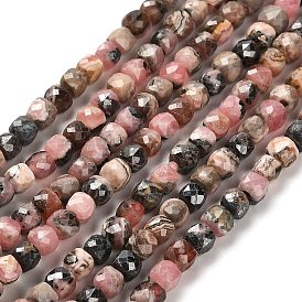 Natural Argentina Rhodonite Beads Strands, Faceted, Cube