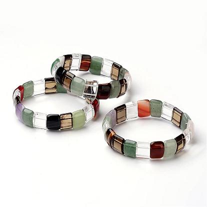 Gemstone Beads Stretch Bracelets, Rectangle
