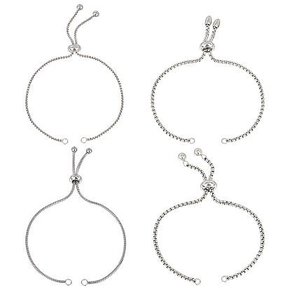 8 шт. 4 стиль регулируется 304 изготовление браслета из нержавеющей стали, слайдерные браслеты, браслеты-коробочки/цепочки в виде змей, подходит для соединительных шармов