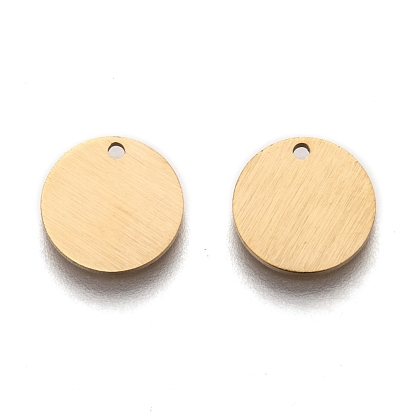 Ion Plating(IP) 304 Stainless Steel Pendants, Stamping Blank Tag, Laser Cut, Double Side Drawbench Effect, Flat Round