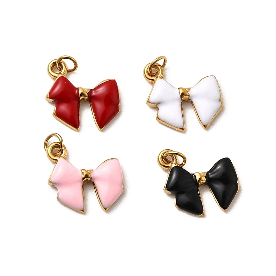 304 из нержавеющей стали эмаль кулон, бантом прелести, ионное покрытие (ip), реальный 18 k позолоченный, с целью перехода в кольце