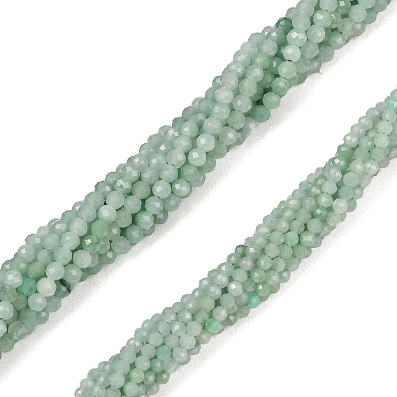 Бусы из натурального мьянманского жадеита, круглые, граненые, класс АА