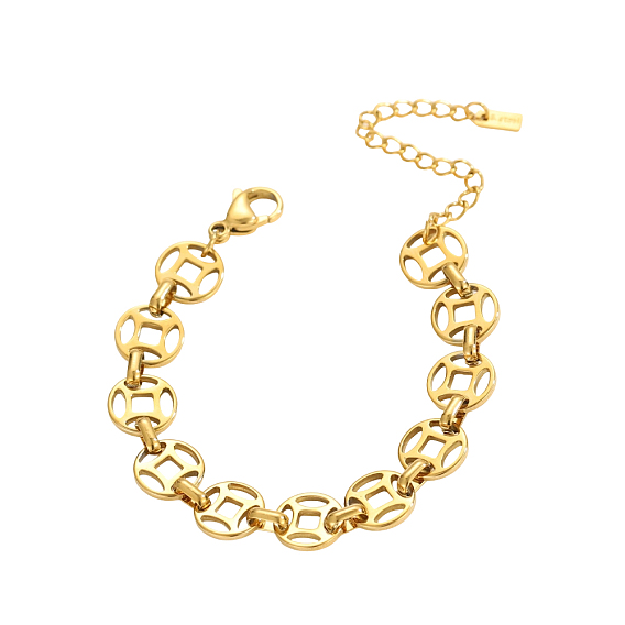 304 Браслеты из нержавеющей стали с звеньями в виде монет, ионное покрытие (ip)