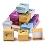 6Pcs Cardboard Ring Boxes, with Bowknot Ribbon Outside and White Sponge Inside, Square