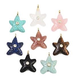 Природные и синтетические Gemstone подвески, Подвески в виде морских звезд с латунными микрофибровыми вставками из прозрачного кубического циркония.