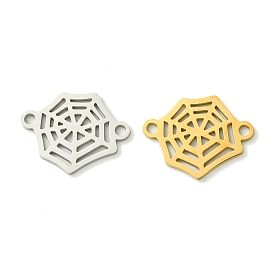 201 Stainless Steel Connector Charms, Laser Cut, Spider Web Link