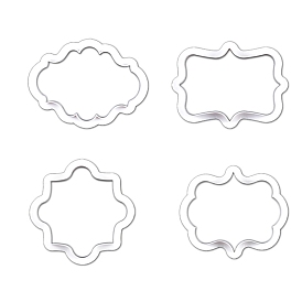 PP Plastic Cookie Cutter Set, Biscuit Fondant Cutters, Nameplate-shaped