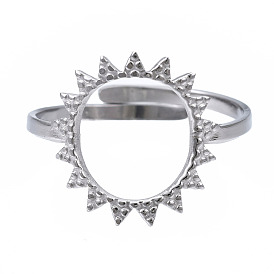304 Stainless Steel Sun Open Cuff Ring, Hollow Chunky Ring for Women