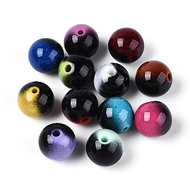 Окрашенные распылением непрозрачные акриловые круглые бусины, два тона