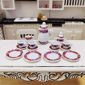 Mini Ceramic Tea Sets, including Cup, Teapot, Saucer, Micro Landscape Garden Dollhouse Accessories, Pretending Prop Decorations