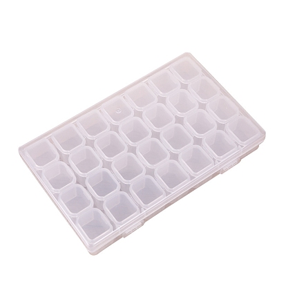 Transparent Plastic 28 Grids Bead Containers, with Independent Bottles & Lids, Each Row 7 Grids, Rectangle
