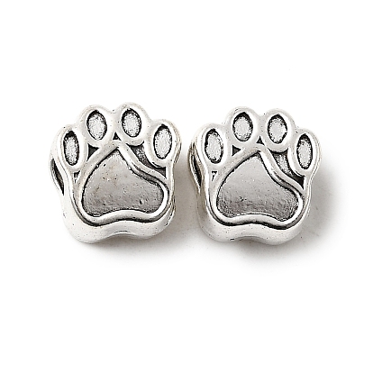 Собака Прайнтс тибетский стиль настройки сплава европейского шарика эмали, бусины с большим отверстием, без кадмия и без свинца, 11x10.5x7 мм, Отверстие : 4 мм , около 350 шт / 1000 г