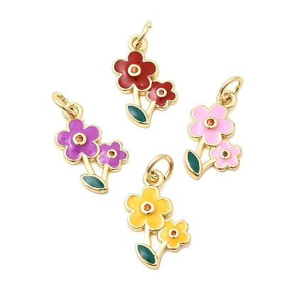 Подвески из латуни с прозрачным фианитом, с эмалью, без свинца и без кадмия, долговечный, , реальный 18 k позолоченный