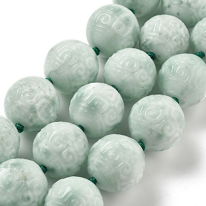 Нити резных бусин из натурального стекла, круглые