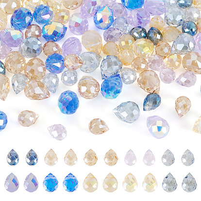 100 шт. 10 стили гальванических стеклянных бусин, слеза, граненые