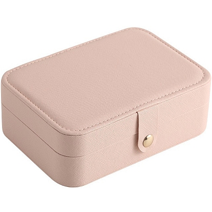 Rectangle PU Leather Jewelry Set Organizer Box with Snap Button, Portable Travel Jewelry Case for Earrings, Rings, Necklaces