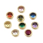 Brass Pave Cubic Zirconia Cabochons, Flat Round, Faceted, Pointed Back, Rack Plating, Long-Lasting Plated, Cadmium Free & Lead Free, Real 18K Gold Plated