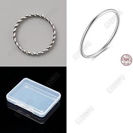 3 piezas 2 estilos 925 anillos finos de plata esterlina para los dedos, anillo apilable liso para mujer