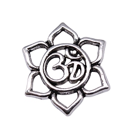 Chakra Theme Tibetan Style Alloy Pendants, Flower with Ohm/Aum