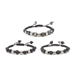 Geflochtenes Perlenarmband aus natürlichen Edelsteinen mit Legierungssäule, verstellbares Armband für Frauen