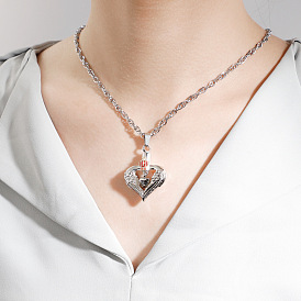 Fashion Boutique Crown Peach Heart Perfume Box Necklace Women's Personality Urn Clavicle Chain