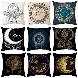 Moon/Cloud/Star Pattern Velvet Throw Pillow Covers, Cushion Cover, for Couch Sofa Bed Wiccan Lovers, Square