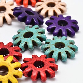 Flower Synthetic Turquoise Bead Strands, Dyed, 29x8mm, Hole: 1mm, about 157pcs/1000g