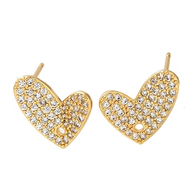 Brass Clear Cubic Zirconia Stud Earrings Finding for Women