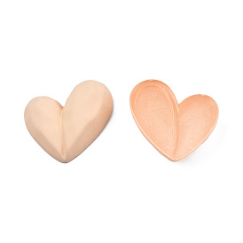 Opaque Acrylic Cabochons, Rubberized Style, Heart