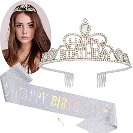 Alloy with Rhinestone Crown Hair Comb, Birthday Party Supplies, Hair Accessories for Women Girls