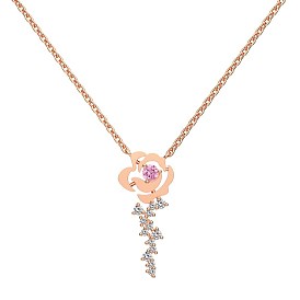 925 подвесные стерлингового серебра ожерелья, микропейв прозрачный кубический цирконий, цветок