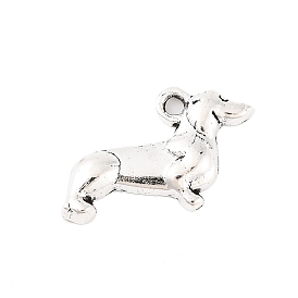 Tibetan Style Zinc Alloy Puppy Pendants, Lead Free & Cadmium Free, Sausage Dog/Dachshund Charms, 12.8x13x3mm, Hole: 2mm, about 555pcs/500g