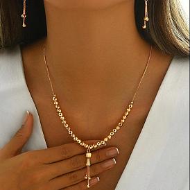 Элегантные винтажные латунные серьги-кисточки и комплекты ожерелий с подвесками для женщин