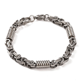 304 Stainless Steel Column Byzantine Chain Bracelets, with 201 Stainless Steeel Findings